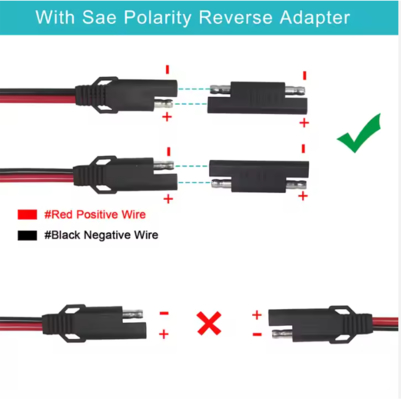 SAE 1-to-3 Power Splitter Cable for Solar Panels and Battery Chargers