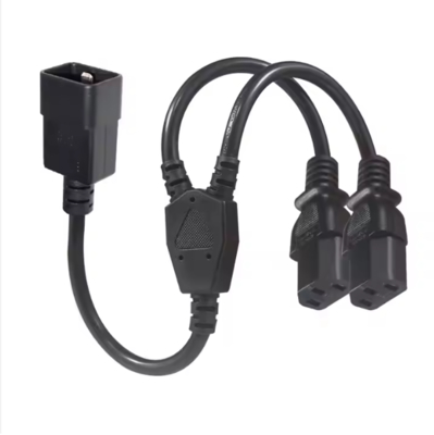 C20 to Dual C13 Power Splitter Cable, 250V 15A, IEC 60320 Extension Cord for PDU/Data Center/Server