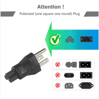 NEMA 5-15P to IEC C5 Power Adapter Cable for Laptops