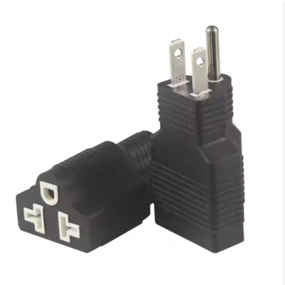 NEMA 5-15P to 5-15R Right Angle Plug Adapter 15A 125V