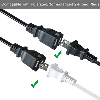 NEMA 1-15P to 1-15R 2-Prong Extension Cord 110V-250V Copper PVC