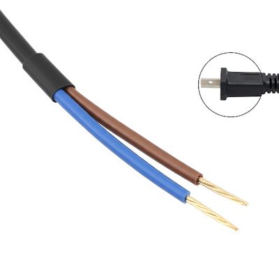 NEMA 1-15P 2-Prong Unpolarized Plug to Tinned Stripped End Power Cable for Custom Power Applications