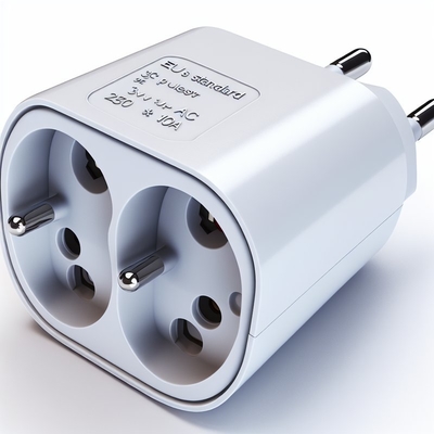 European 3-Way Power Plug Adapter 250V 10A with 3 AC Outlets