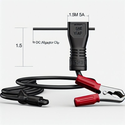 1.5m 5A Fused Alligator Clips to DC SAE Battery Cable