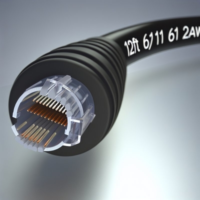 RJ11 6P4C Spiral Telephone Cable 12FT Male to Male 24AWG