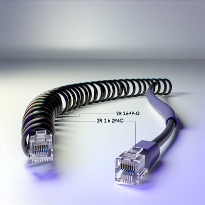 RJ11 6P4C Spiral Telephone Cable 12FT Male to Male 24AWG