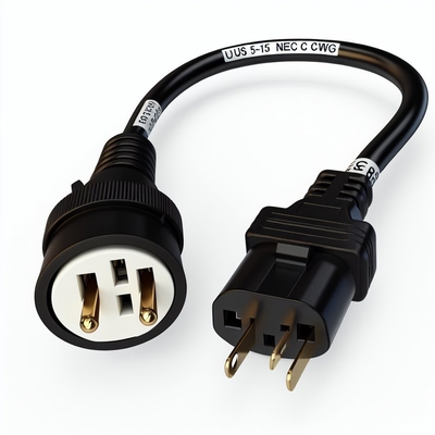 NEMA 5-15 to IEC C15 AC Power Cord 16AWG-18AWG for Computers