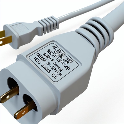 NEMA 5-15P to IEC C5 Power Cord 14AWG 250V 16A Black