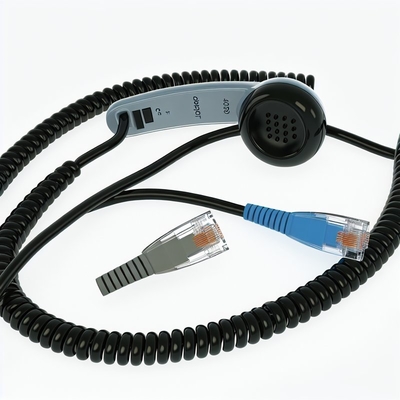 Custom RJ9 Coiled Telephone Cable 5ft Black PVC Jacket
