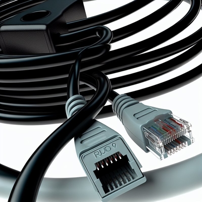 Custom RJ9 Coiled Telephone Cable 5ft Black PVC Jacket