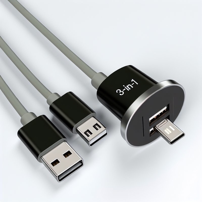3-in-1 Magnetic USB Cable Nylon Braid Micro Type C 8 Pin