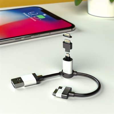 3-in-1 Magnetic USB Cable Nylon Braid Micro Type C 8 Pin