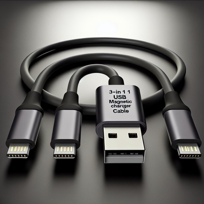3-in-1 Magnetic USB Cable Nylon Braid Micro Type C 8 Pin