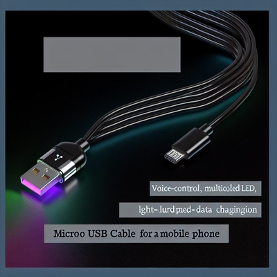 Voice Control LED USB Type-C Charging Cable with Colorful Light