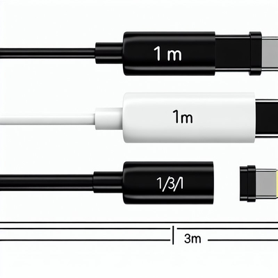 USB A to Type C Fast Charging Cable 1m Black White