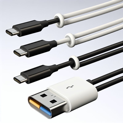 USB A to Type C Fast Charging Cable 1m Black White
