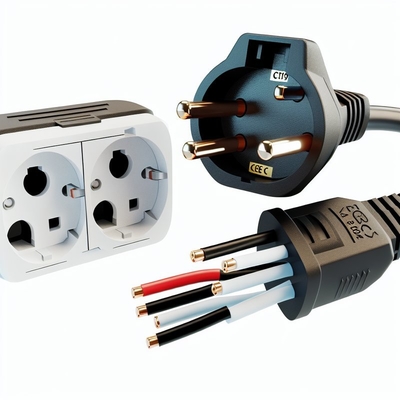 EU CEE7/7 3-Pin Power Cord with Stripped Wires 220-240V