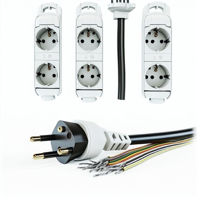 EU CEE7/7 3-Pin Power Cord with Stripped Wires 220-240V