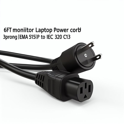 NEMA5-15P to C13 AC Power Cord 1.8m Black White 7A-15A