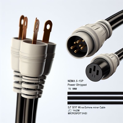 NEMA 5-15P to 5-15R Power Cord 0.5m SJT 16AWG 125V 15A