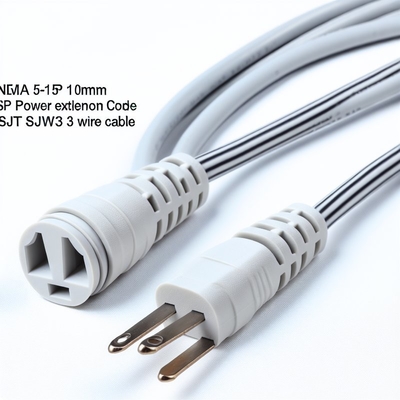 NEMA 5-15P to 5-15R Power Cord 0.5m SJT 16AWG 125V 15A