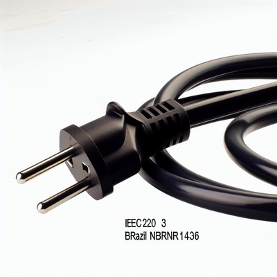 Brazil NBR14136 IEC320 C5 3-Pin Power Cord 3x0.75mm² 1.8M Black