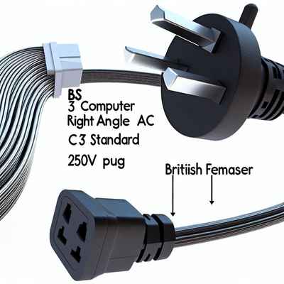 UK Plug to IEC C7 Power Cord 250V 10A PVC Jacket