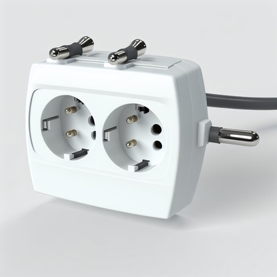 EU 3pin Male to 2 Female Sockets Extension Cord 1.8m