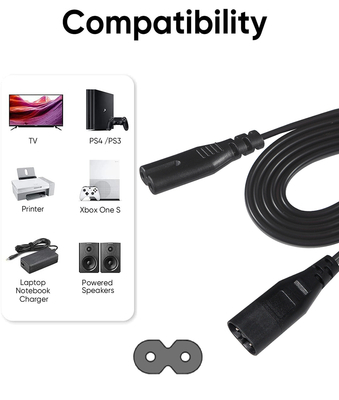 IEC C7 to C8 Power Extension Cable for TV DVD Laptop PS2