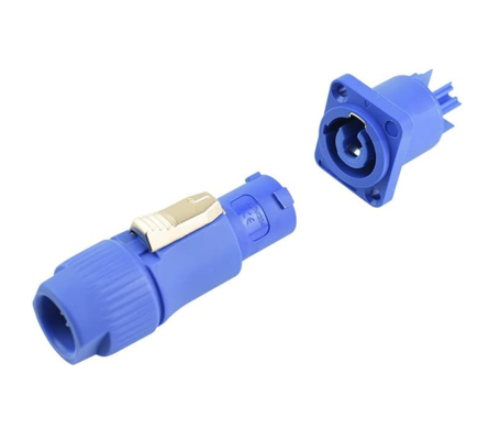 20A 250V Powercon Lockable Cable Connector Blue Inlet Grey Outlet