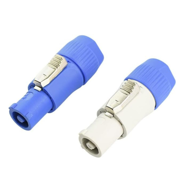 20A 250V Powercon Lockable Cable Connector Blue Inlet Grey Outlet
