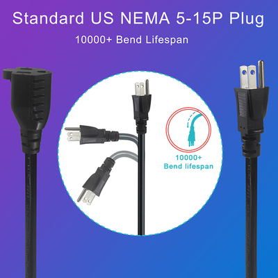 NEMA 5-15P to 3-Way 5-15R Power Splitter SJTW 16AWG