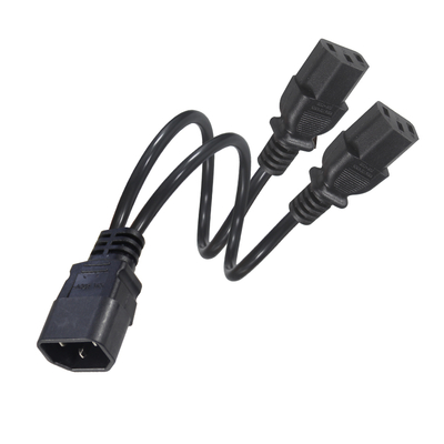 C14 to Dual C13 Power Splitter Cable 16AWG 10A 250V Right Angle