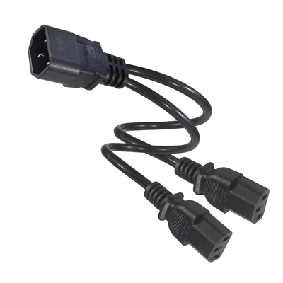 C14 to Dual C13 Power Splitter Cable 16AWG 10A 250V Right Angle