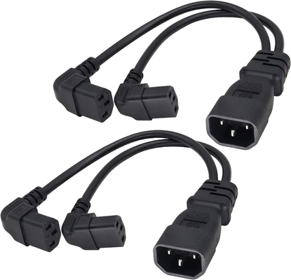 C14 to Dual C13 Power Splitter Cable 16AWG 10A 250V Right Angle