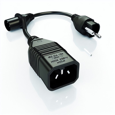 IEC C14 to Schuko Female Power Adapter Cable 10A 250V H05VV-F