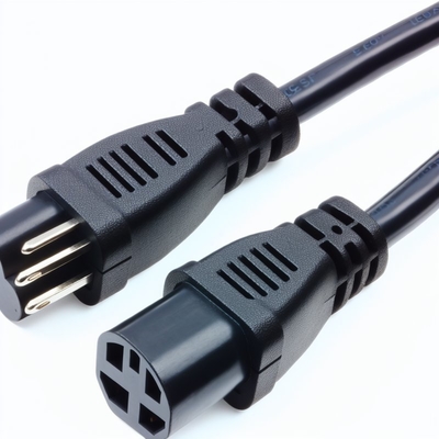 16AWG SJT Black NEMA 5-15P to Right Angle C13 Power Cord