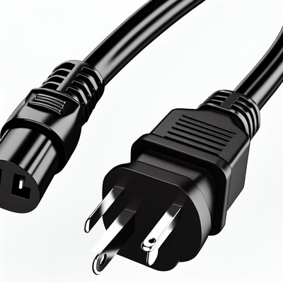 16AWG SJT Black NEMA 5-15P to Right Angle C13 Power Cord