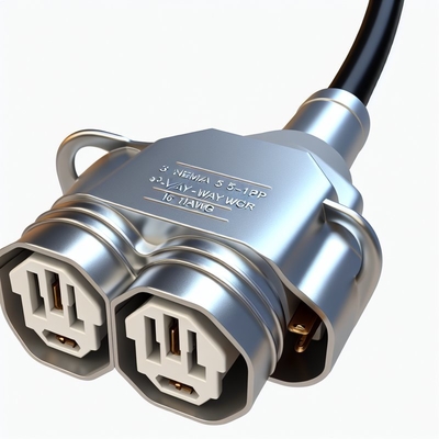 NEMA 5-15P to 3-Way 5-15R Power Splitter SJTW 16AWG