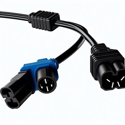 C14 to Dual C13 Power Splitter Cable 16AWG 10A 250V Right Angle