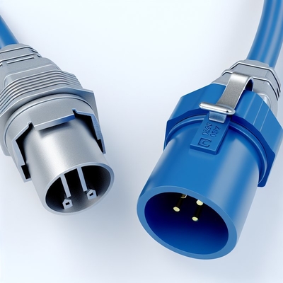 20A 250V Powercon Lockable Cable Connector Blue Inlet Grey Outlet