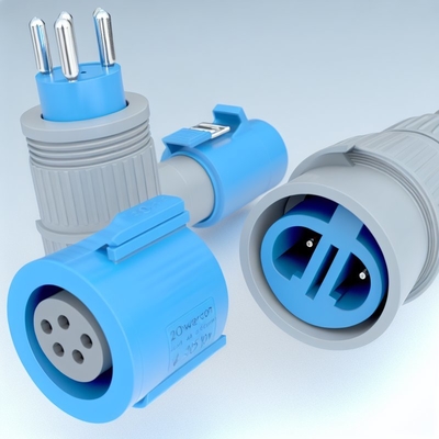 20A 250V Powercon Lockable Cable Connector Blue Inlet Grey Outlet