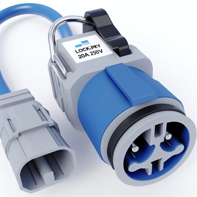 20A 250V Powercon Lockable Cable Connector Blue Inlet Grey Outlet