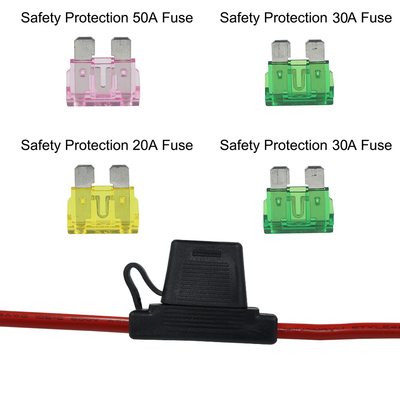 20A Inline Blade Fuse Holder with 12 AWG Wire for Automotive