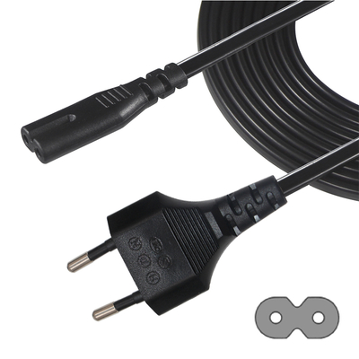 EU 2-Pin to C7 Power Cord 2.5A 250V for Electronics