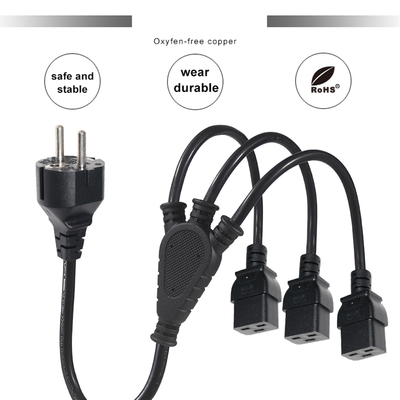 CEE 7/7 to Triple C19 Power Splitter Cable for Server Racks