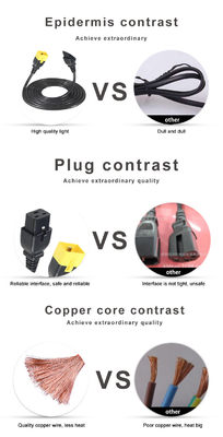 IEC C20 to C19 Power Cord 14 AWG 250V 16A Black PVC