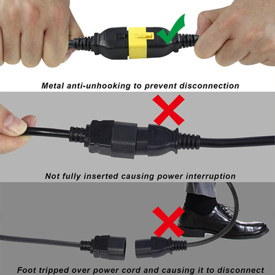 IEC C20 to C19 Power Cord 14 AWG 250V 16A Black PVC