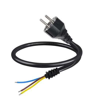 3 Pin EU Schuko Plug to Stripped End Power Cord 250V