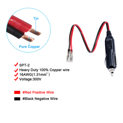 12V Auto LED Strip Lights GPS Dash Car Cigarette Lighter Plug Faston 850 Terminal PVC Power Connector Cable Fast Auto Supply
